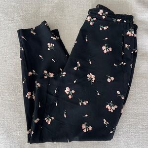 Floral Black Pants